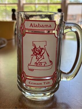 Source Unknown Alabama Crimson Tide Clear Glass Beer Mug with Red Graphics